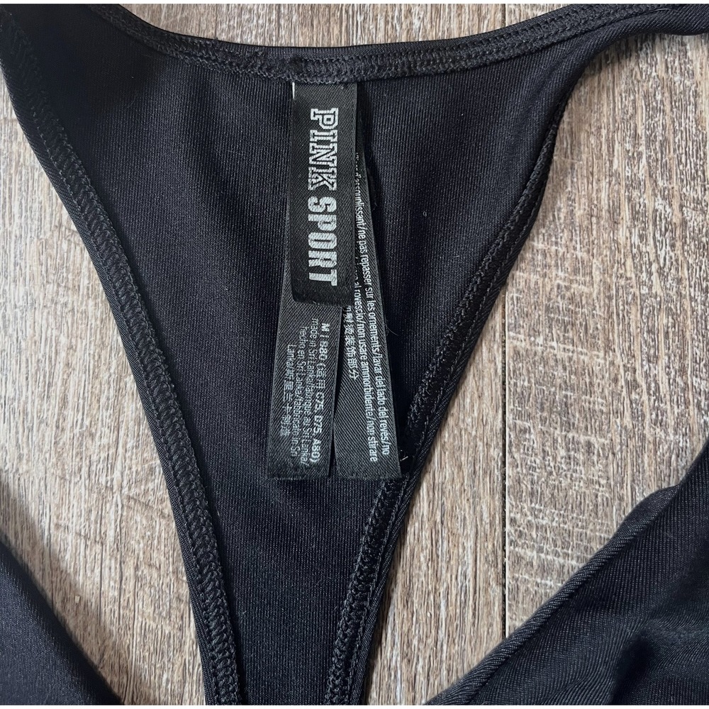 Pink‎ Victoria's Secret Ultimate Twist Front Size M black racerback NWOT - Picture 2 of 4